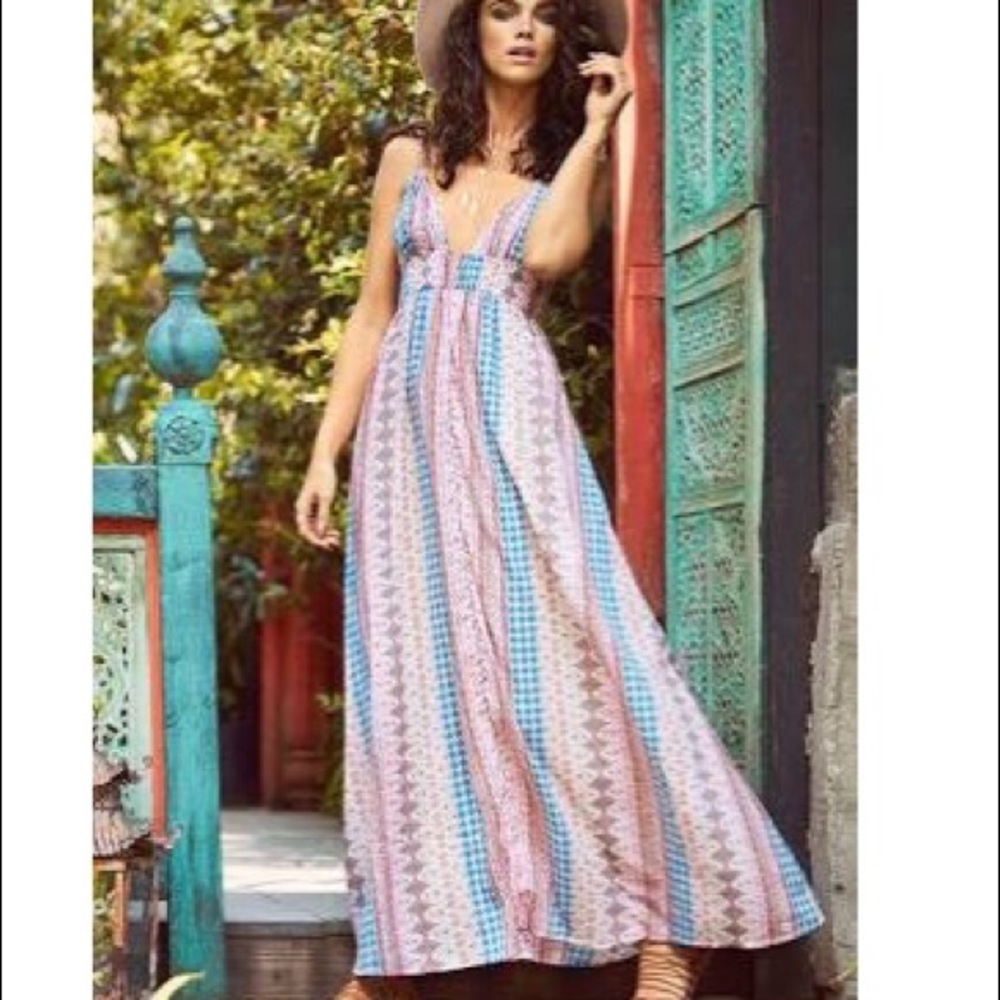 Lulus Maxin’ Relaxin’ Blue/White Maxi Dress